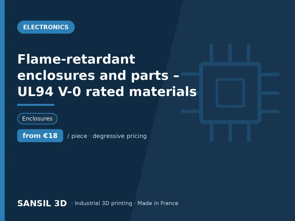 Flame-retardant enclosures and parts – UL94 V-0 rated materials