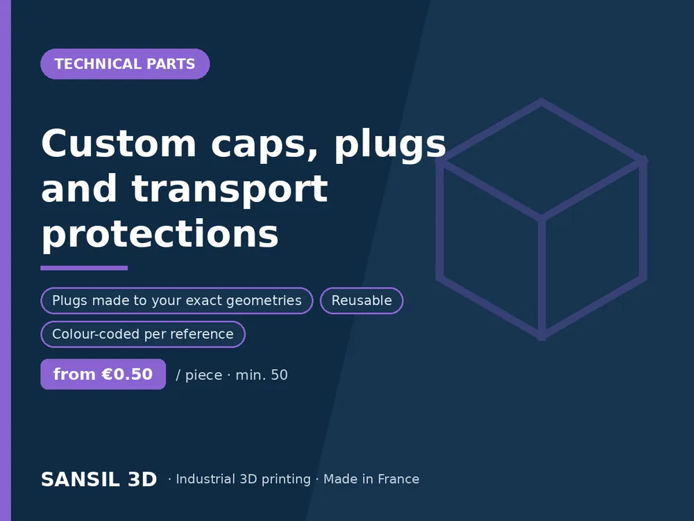 Custom caps, plugs and transport protections
