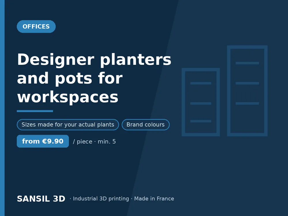 Designer planters and pots for workspaces