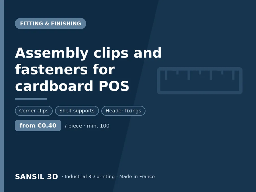 Assembly clips and fasteners for cardboard POS