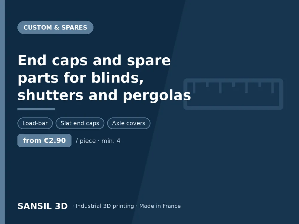 End caps and spare parts for blinds, shutters and pergolas