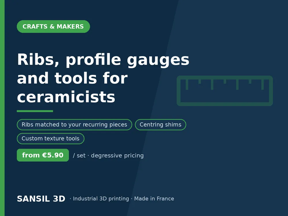 Ribs, profile gauges and tools for ceramicists