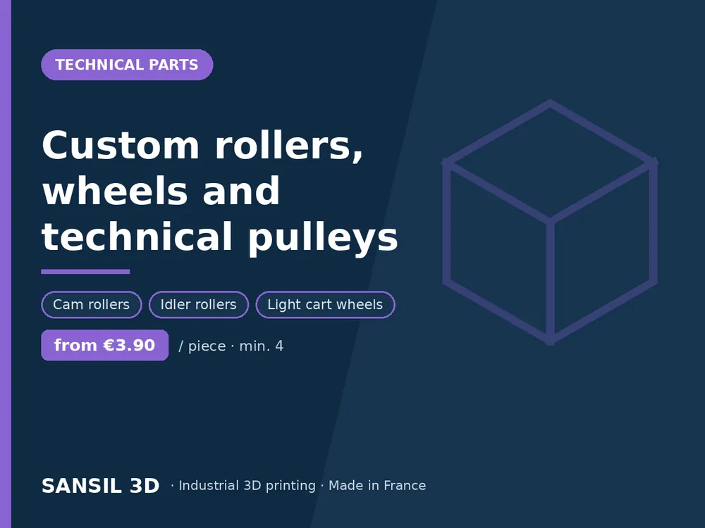 Custom rollers, wheels and technical pulleys