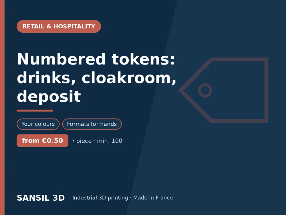 Numbered tokens: drinks, cloakroom, deposit