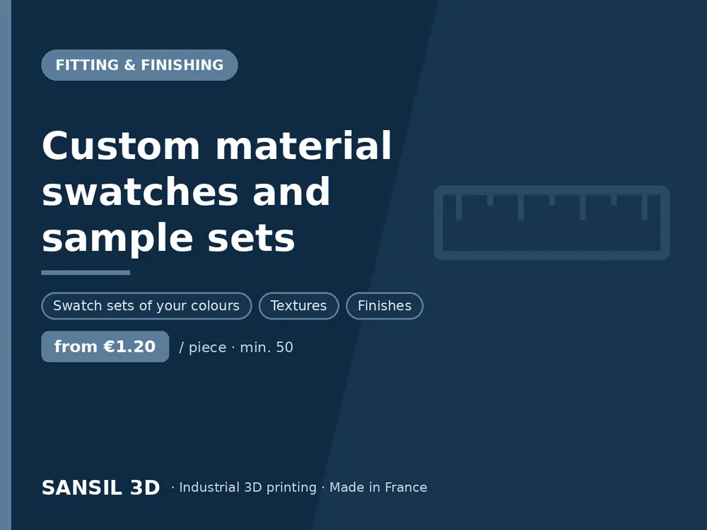 Custom material swatches and sample sets