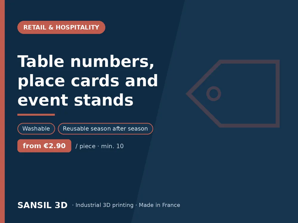 Table numbers, place cards and event stands