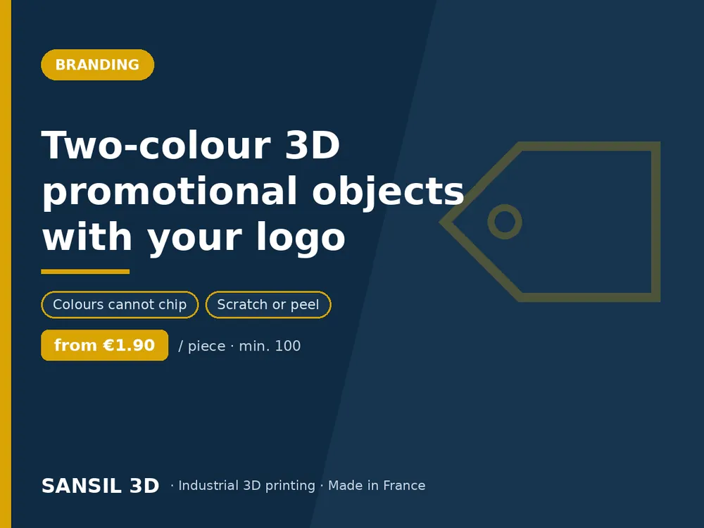 Two-colour 3D promotional objects with your logo