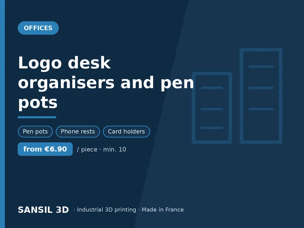 Logo desk organisers and pen pots