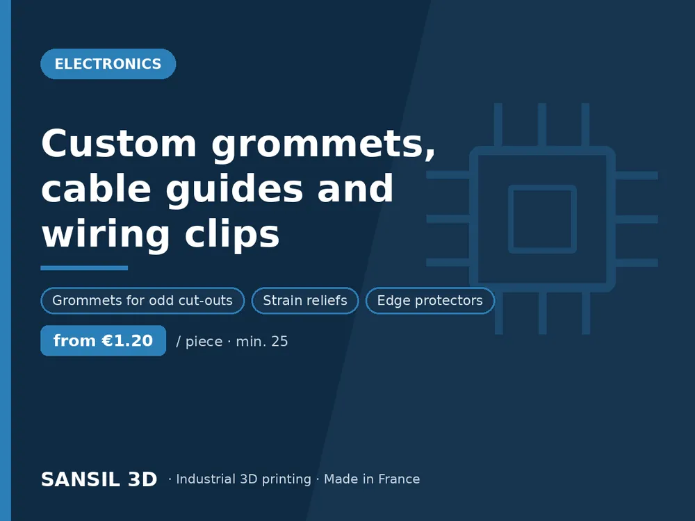 Custom grommets, cable guides and wiring clips