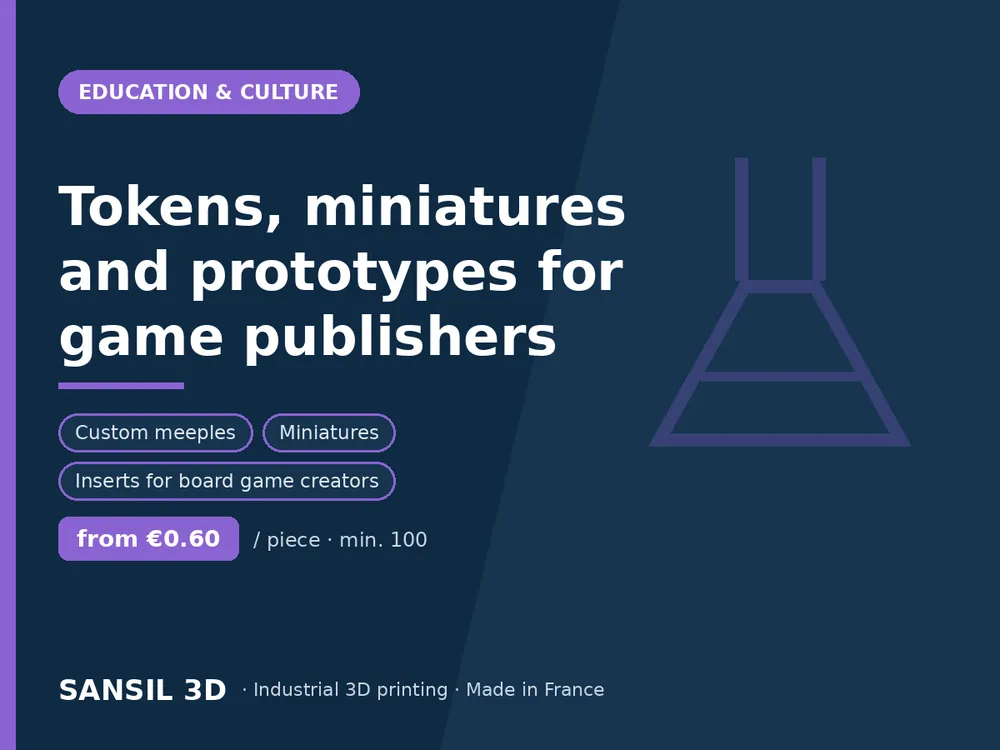 Tokens, miniatures and prototypes for game publishers