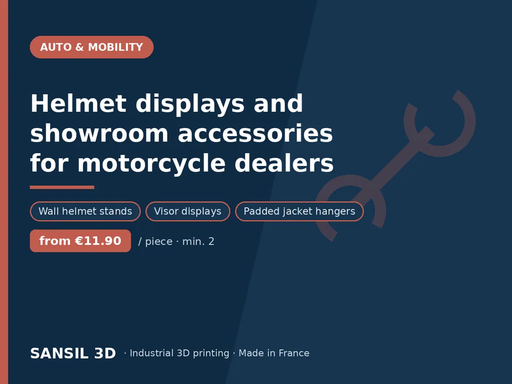 Helmet displays and showroom accessories for motorcycle dealers