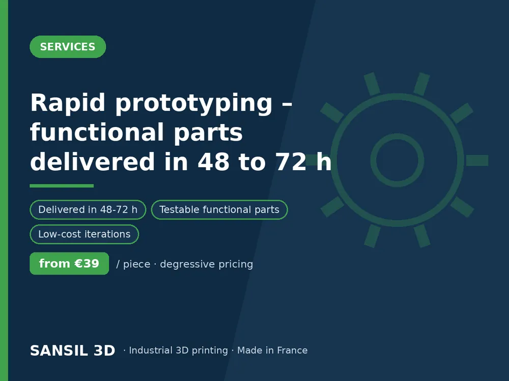 Rapid prototyping – functional parts delivered in 48 to 72 h