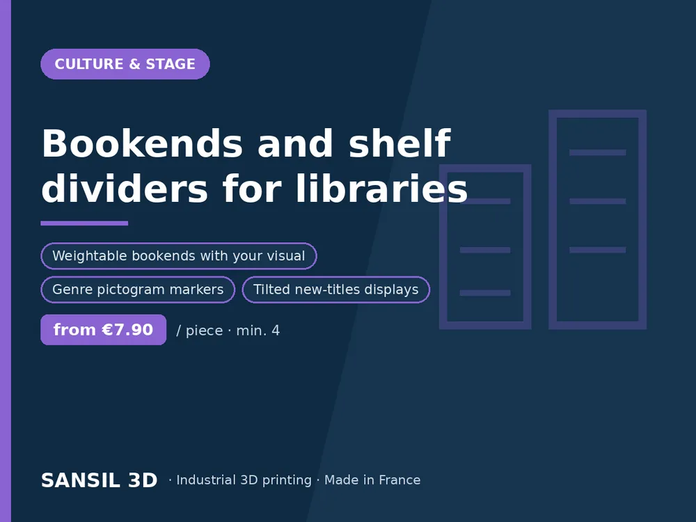 Bookends and shelf dividers for libraries