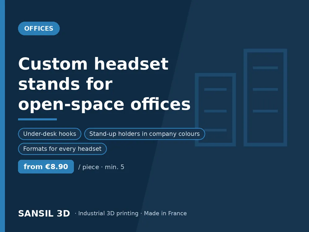 Custom headset stands for open-space offices