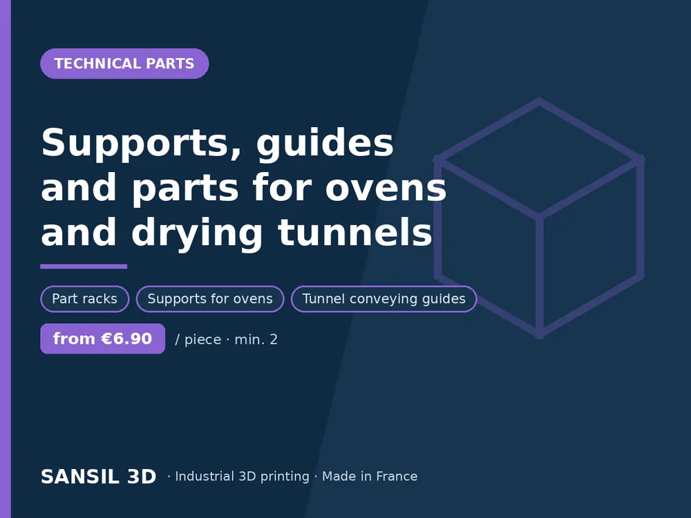Supports, guides and parts for ovens and drying tunnels