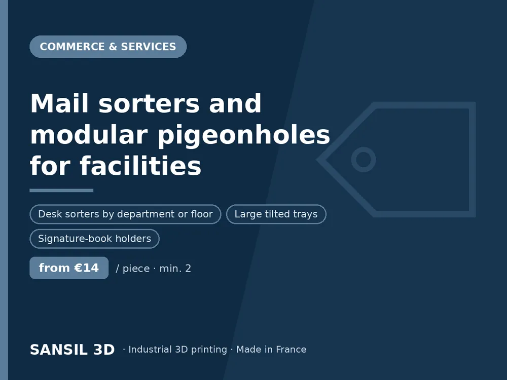 Mail sorters and modular pigeonholes for facilities