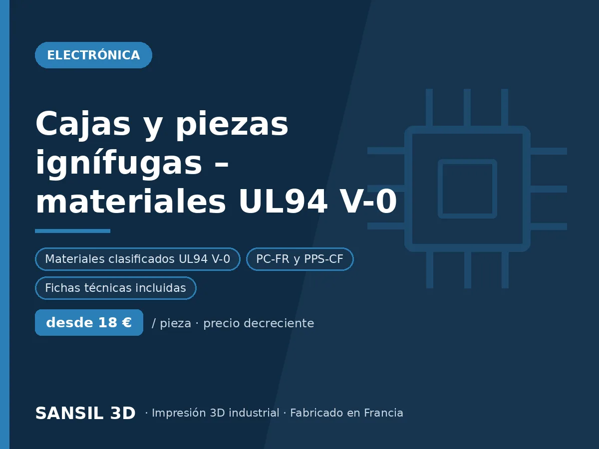 Cajas y piezas ignífugas – materiales clasificados UL94 V-0