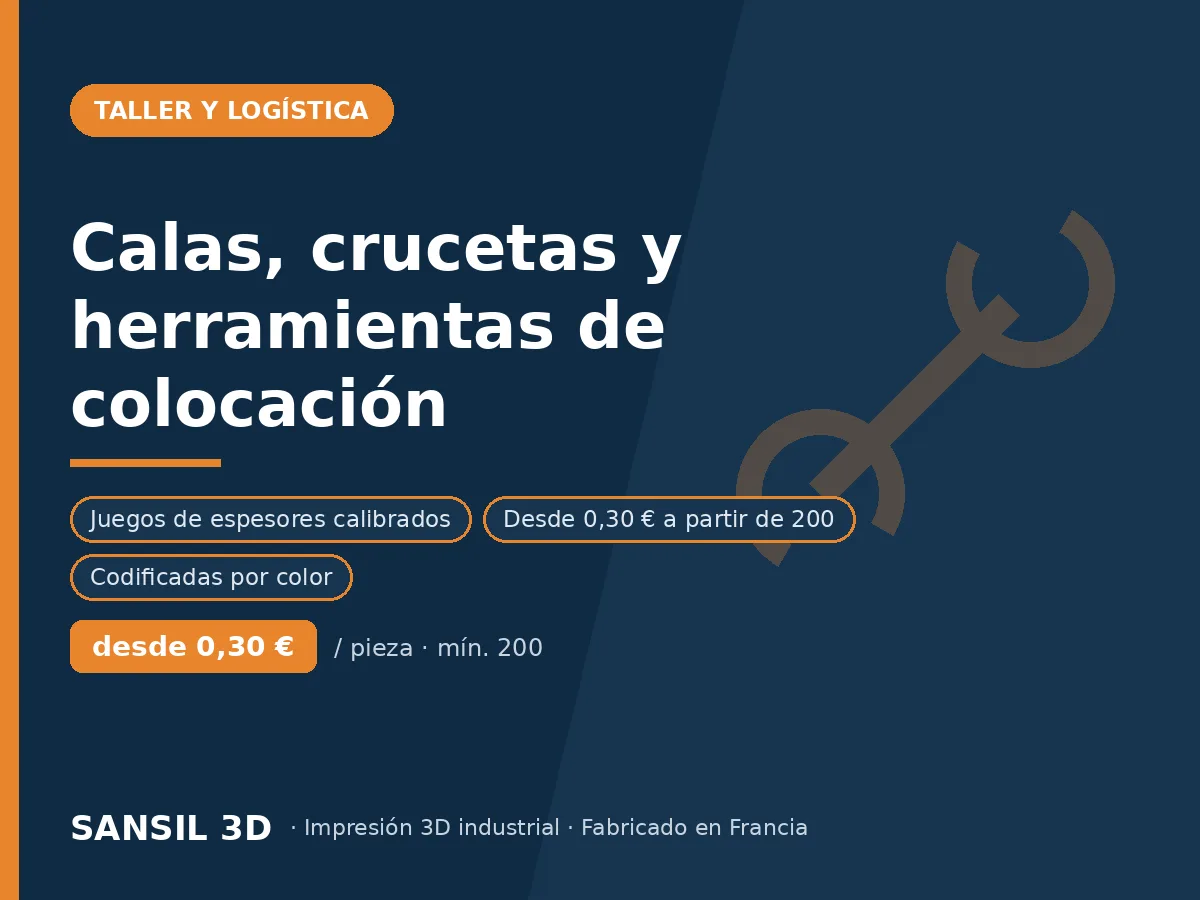 Cuñas, crucetas y herramientas de colocación