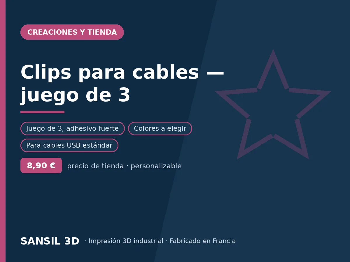 Clips para cable — pack de 3