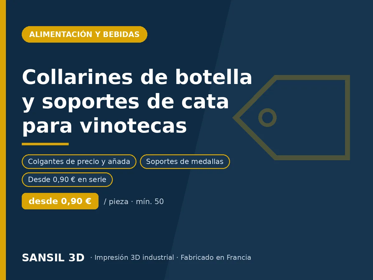 Collarines de botella y soportes de cata para vinotecas