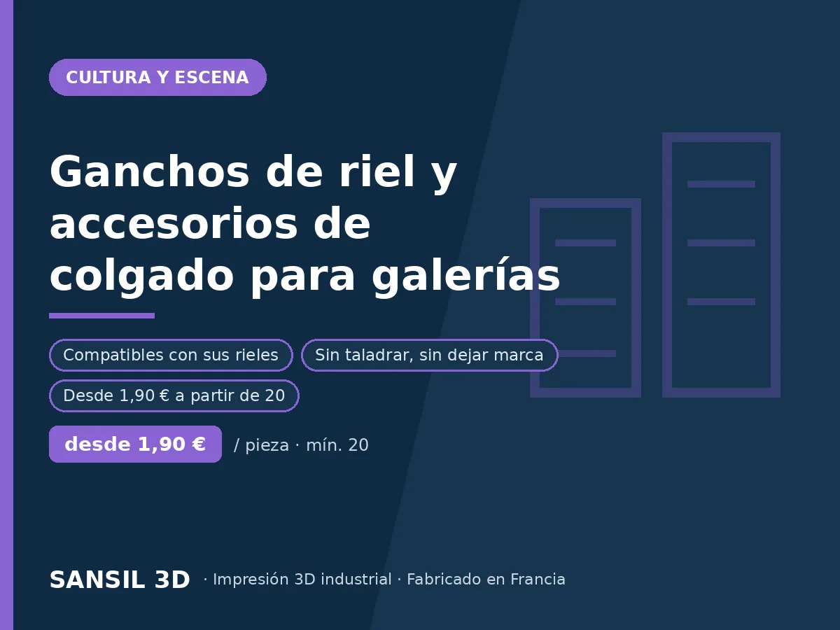 Ganchos de riel y accesorios de colgado para galerías