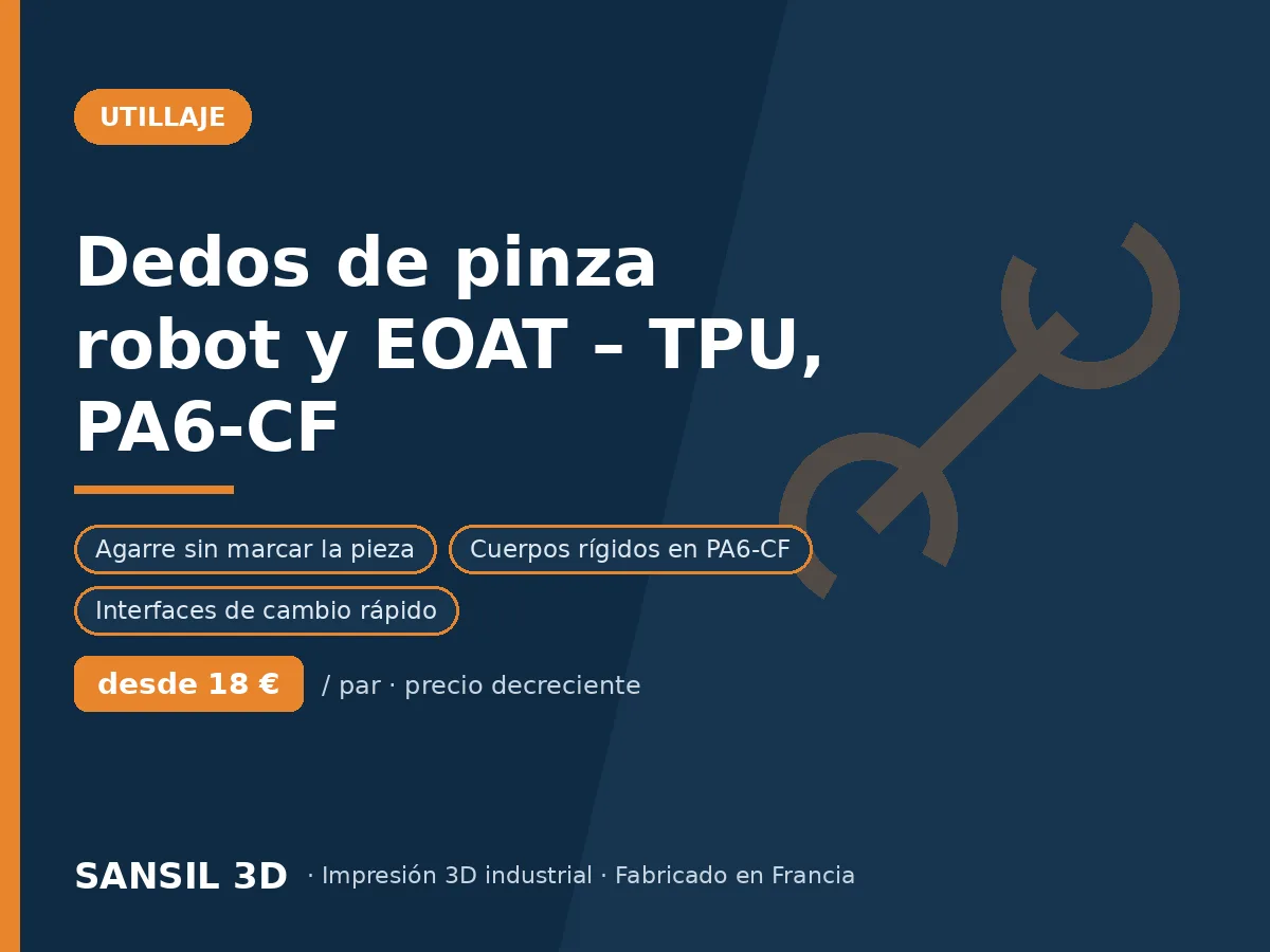 Dedos y mordazas de agarre para robots (EOAT) – TPU, PA6-CF