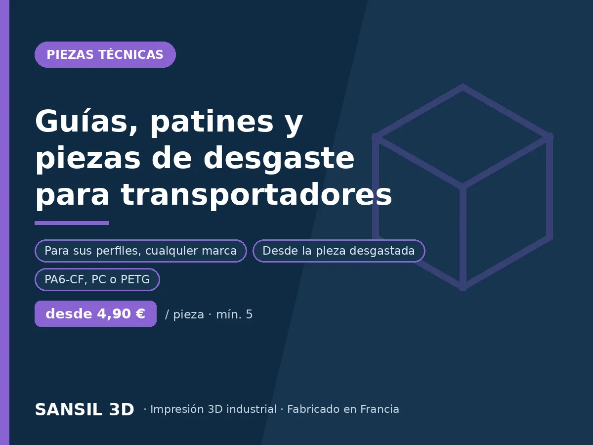 Guías, patines y piezas de desgaste para transportadores
