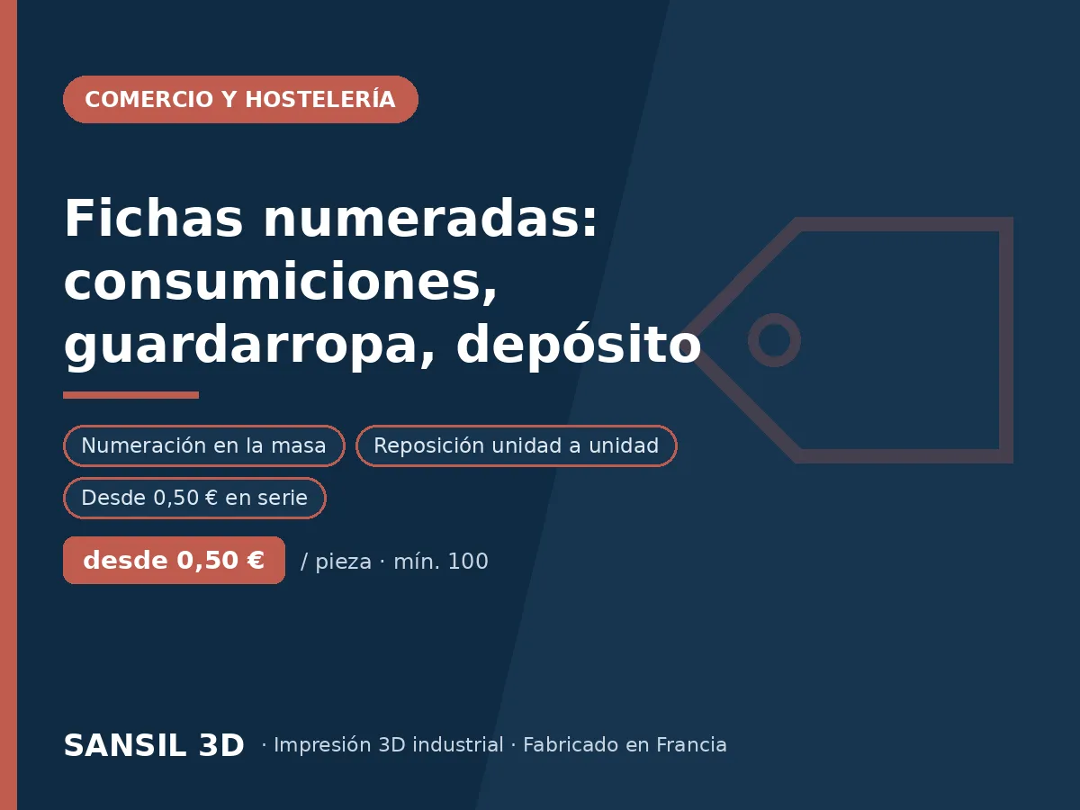 Fichas numeradas: consumición, guardarropa, fianza