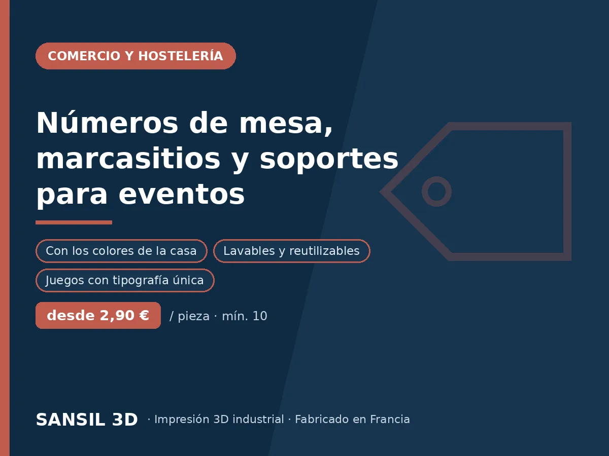 Números de mesa, marcasitios y caballetes para eventos