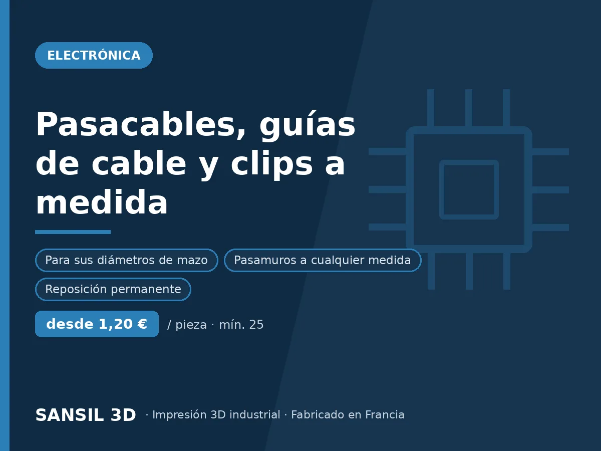 Pasacables, guías y clips de cableado a medida