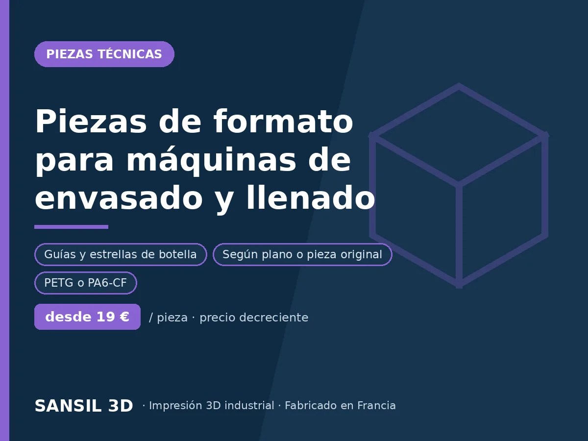 Piezas de formato para máquinas de envasado y acondicionamiento