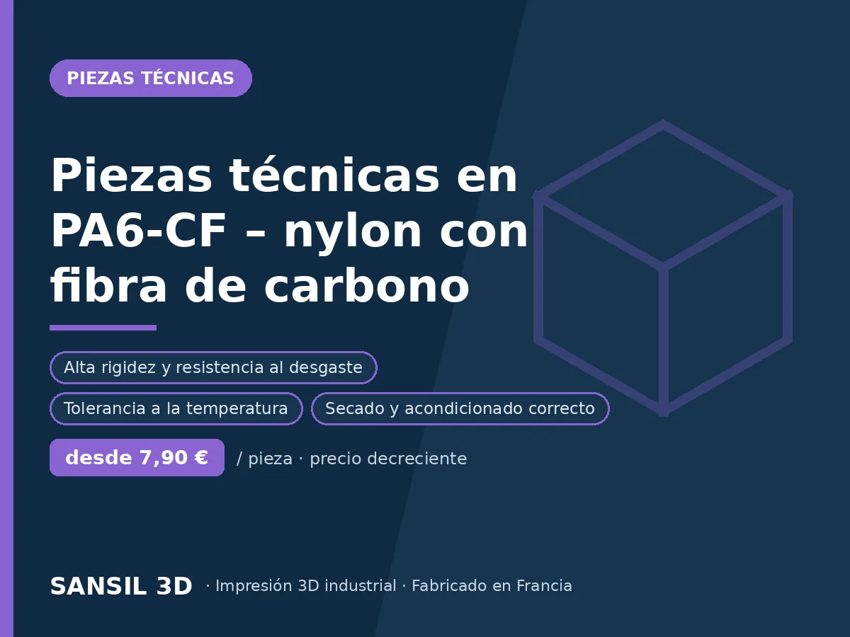 Piezas técnicas en PA6-CF – nailon reforzado con fibra de carbono