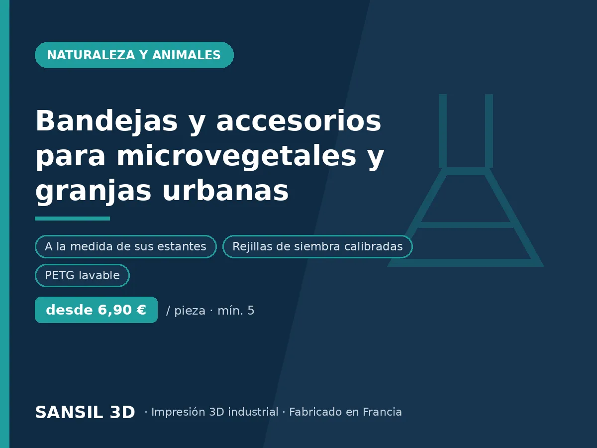 Bandejas y accesorios para microvegetales y agricultura urbana