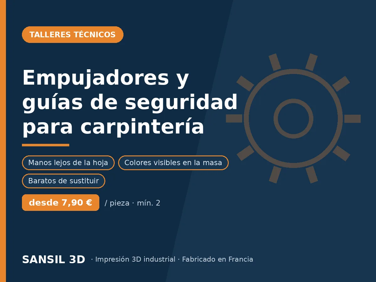 Empujadores y guías de seguridad para máquinas de madera