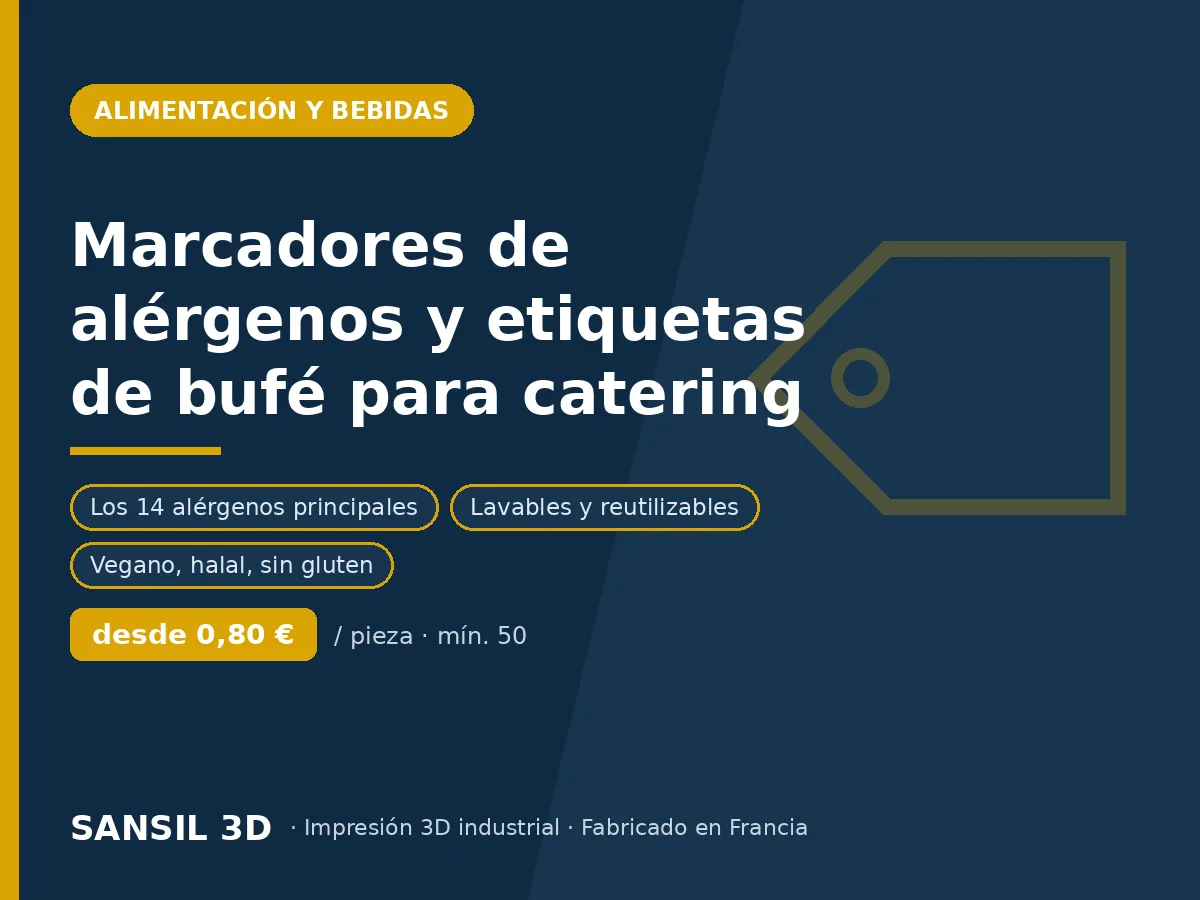Marcadores de alérgenos y señalización de bufé para catering