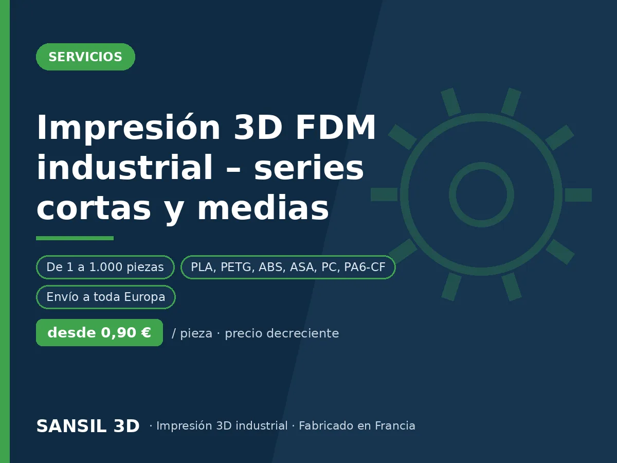 Servicio de impresión 3D FDM industrial – series cortas y medias