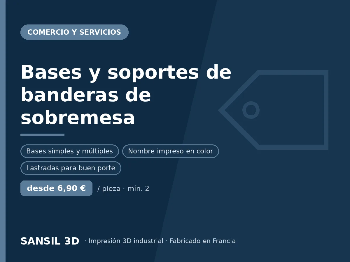 Peanas y portabanderas de sobremesa para administraciones