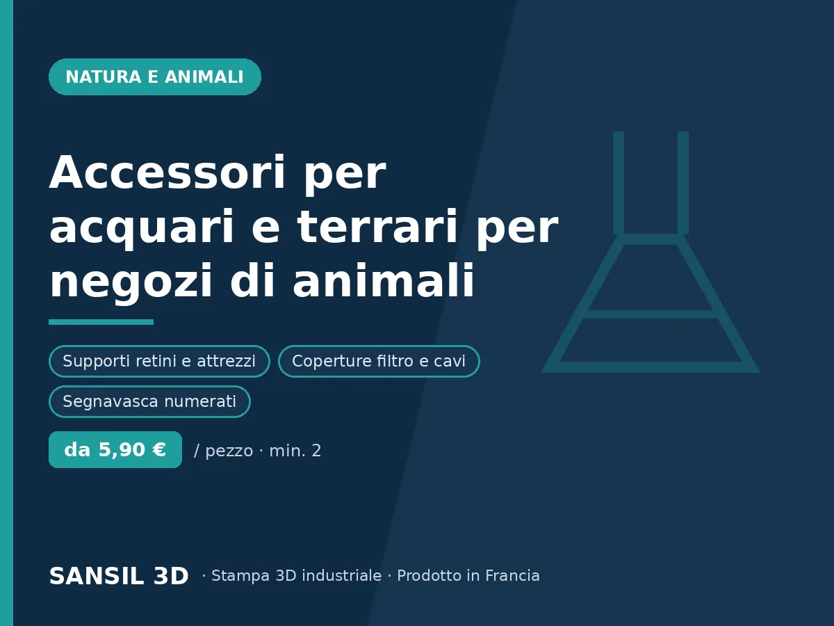 Accessori di acquariofilia e terrariofilia per negozi di animali