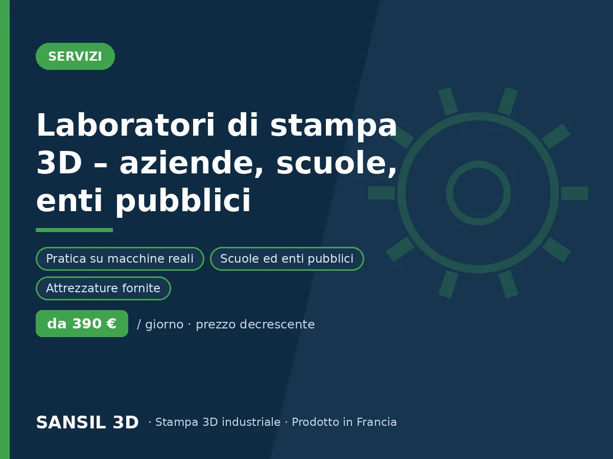 Laboratori introduttivi alla stampa 3D – aziende, scuole, enti pubblici