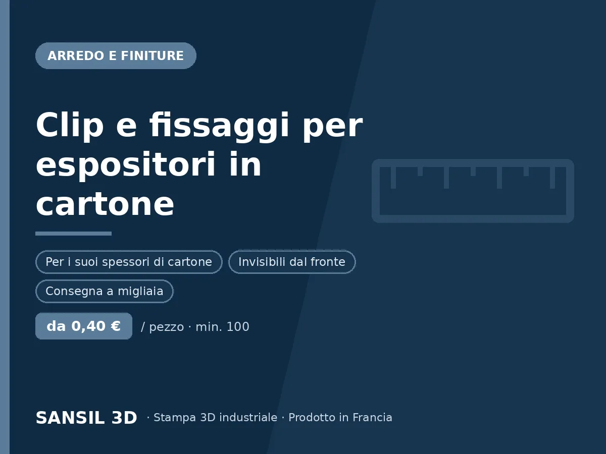 Clip e fissaggi di montaggio per espositori in cartone