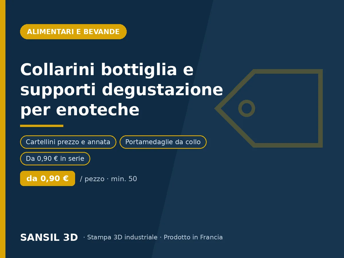 Collarini per bottiglie e supporti da degustazione per enoteche