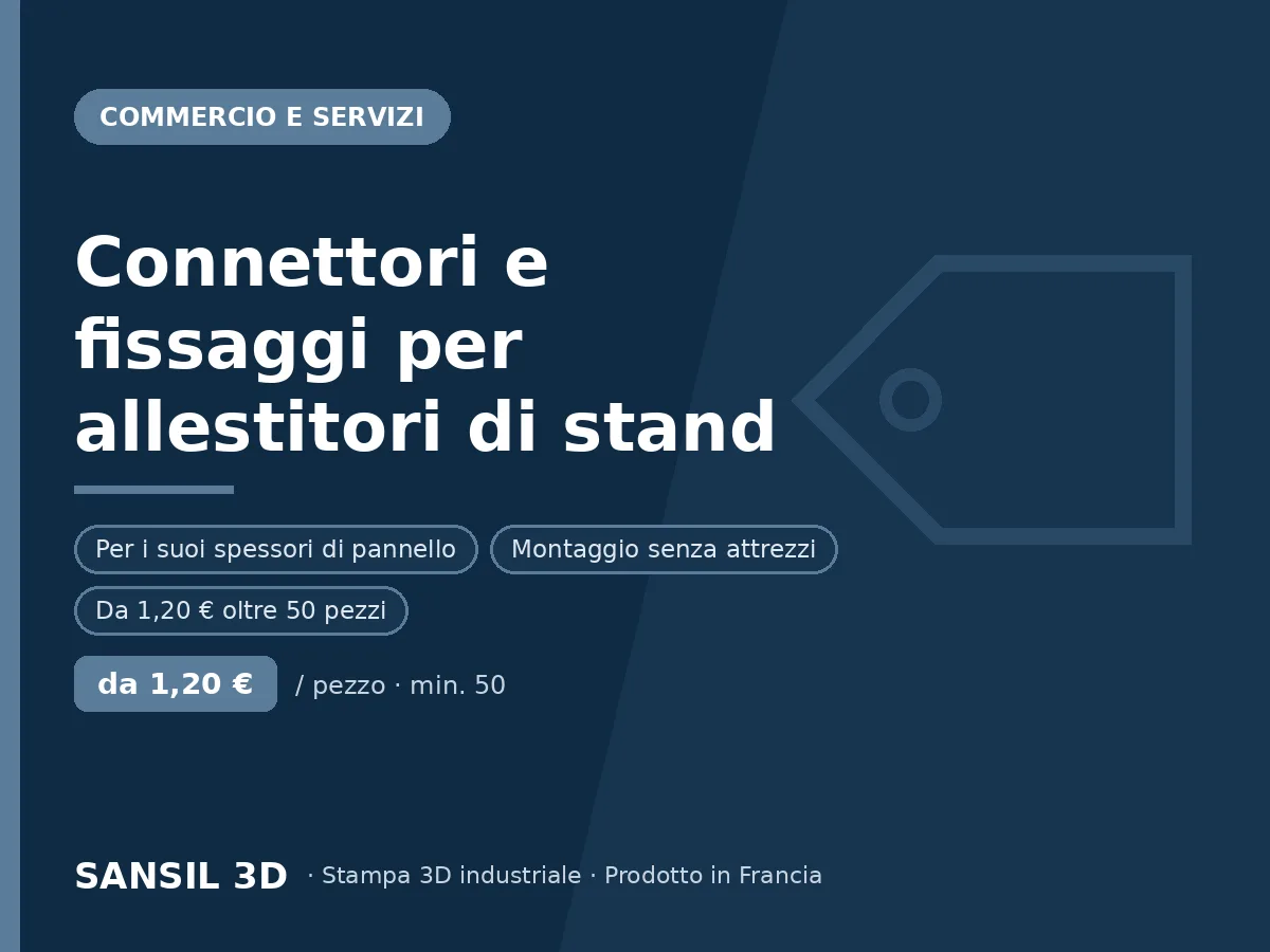 Connettori e fissaggi per allestitori di stand