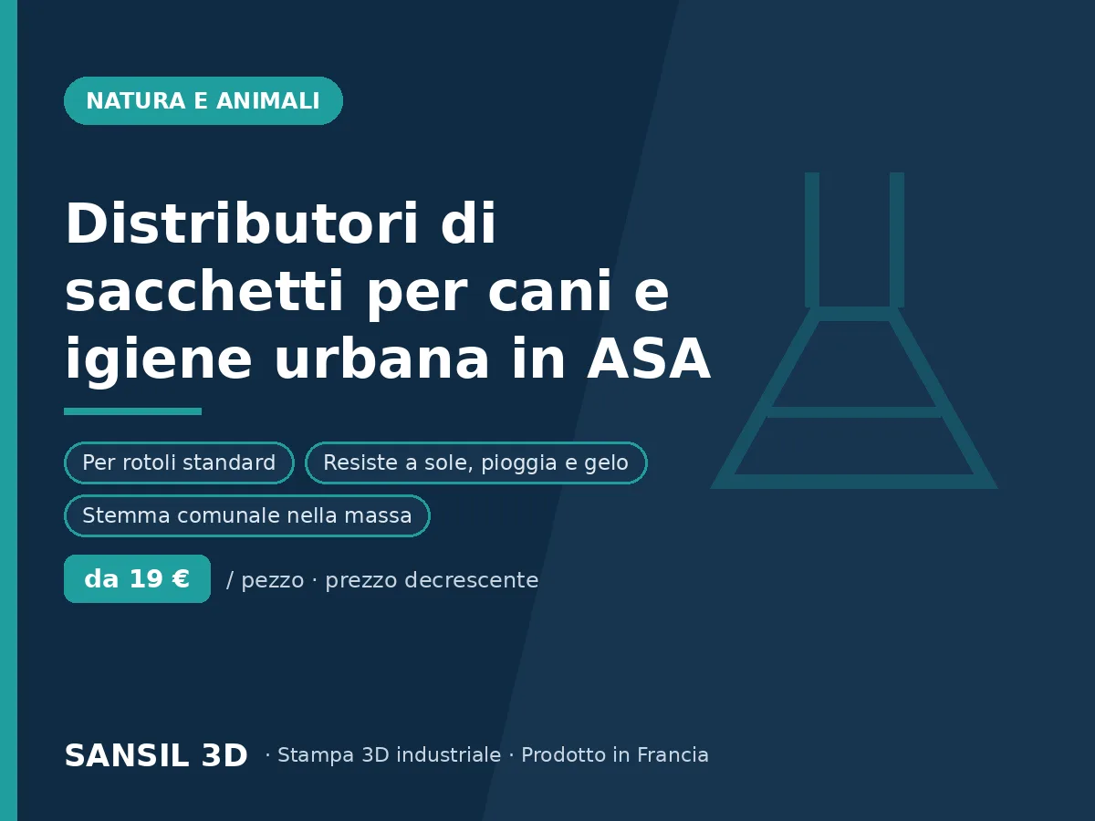 Dispenser di sacchetti per cani e igiene urbana in ASA