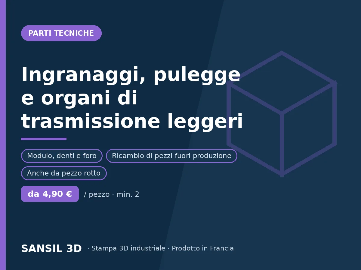 Ingranaggi, pulegge e organi di trasmissione a basso carico