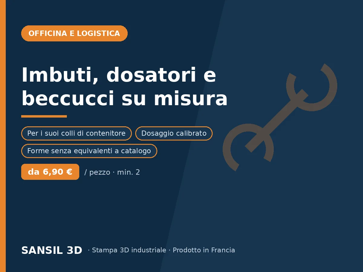 Imbuti, dosatori e beccucci versatori su misura