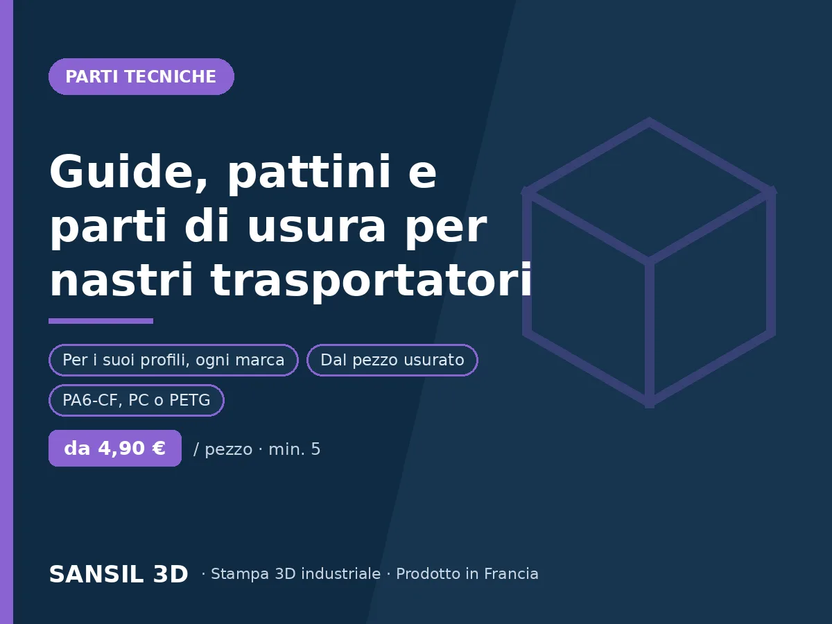 Guide, pattini e parti di usura per trasportatori