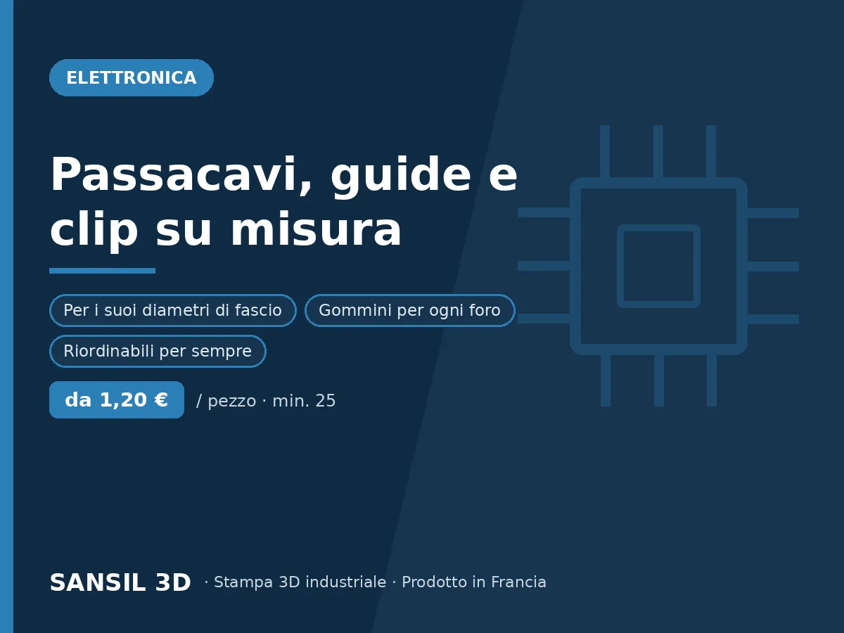 Passacavi, guidacavi e clip di cablaggio su misura