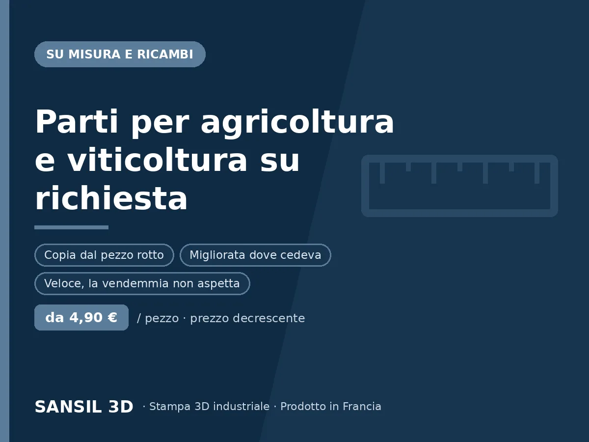 Pezzi per agricoltura e viticoltura su richiesta