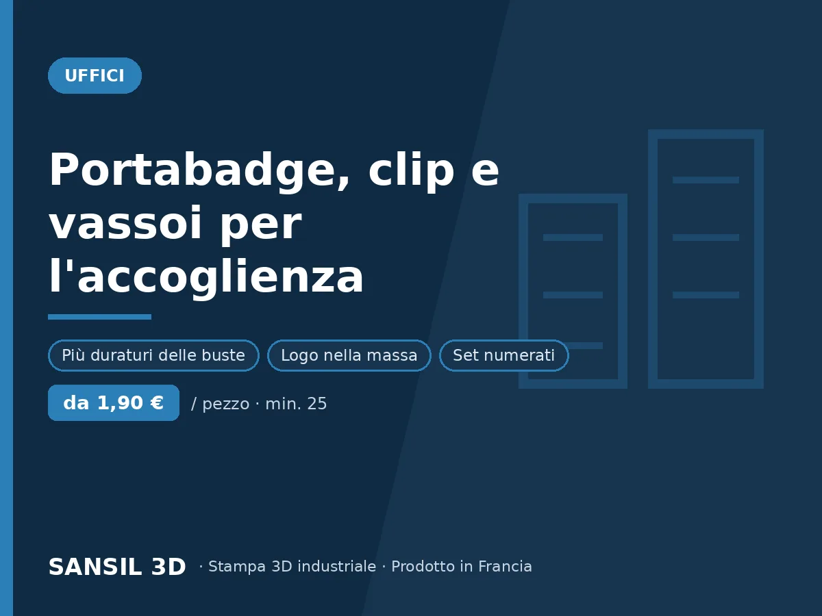 Portabadge, clip e vassoi per l'accoglienza visitatori