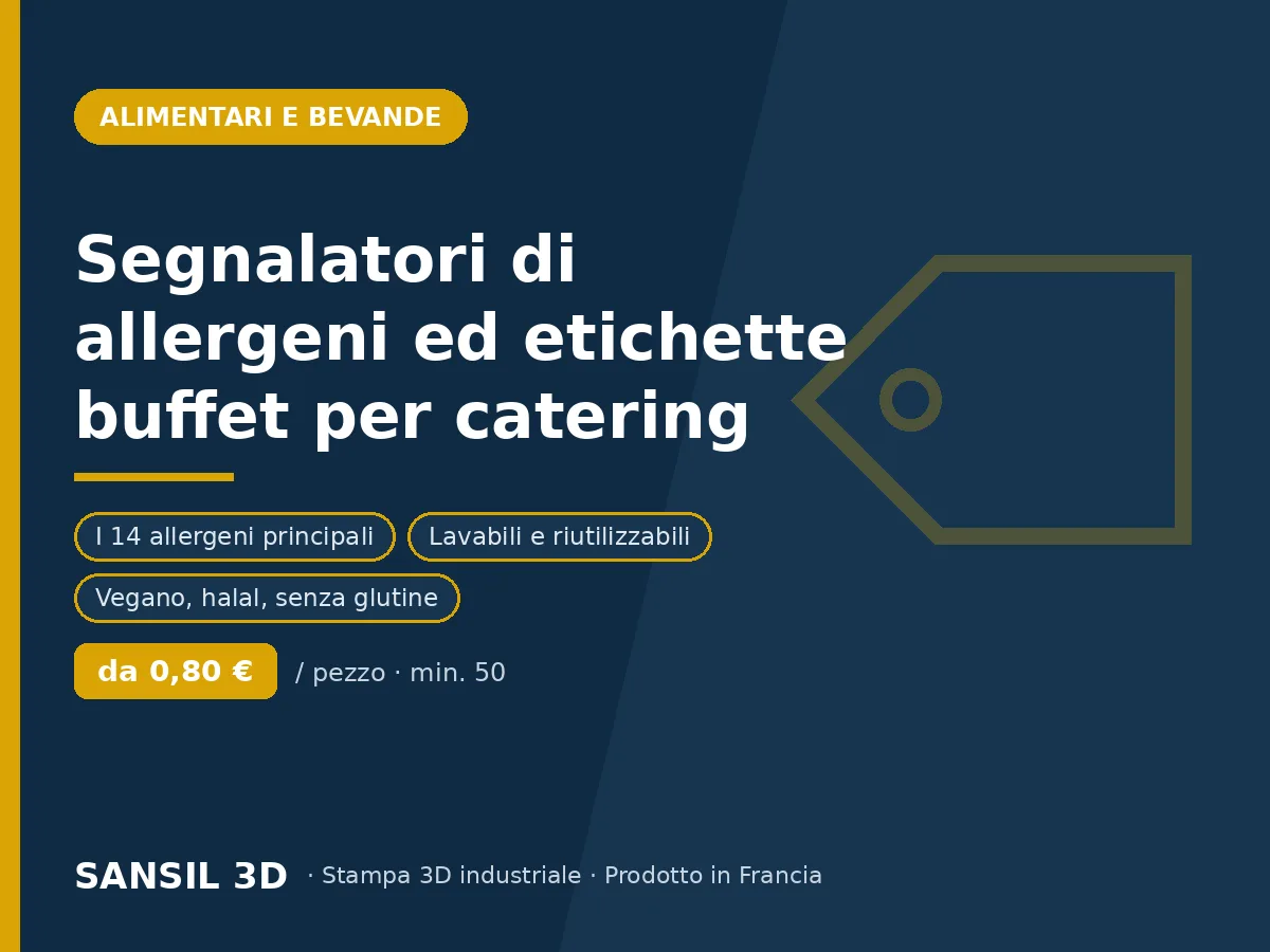 Segnalatori di allergeni e cartellini buffet per catering